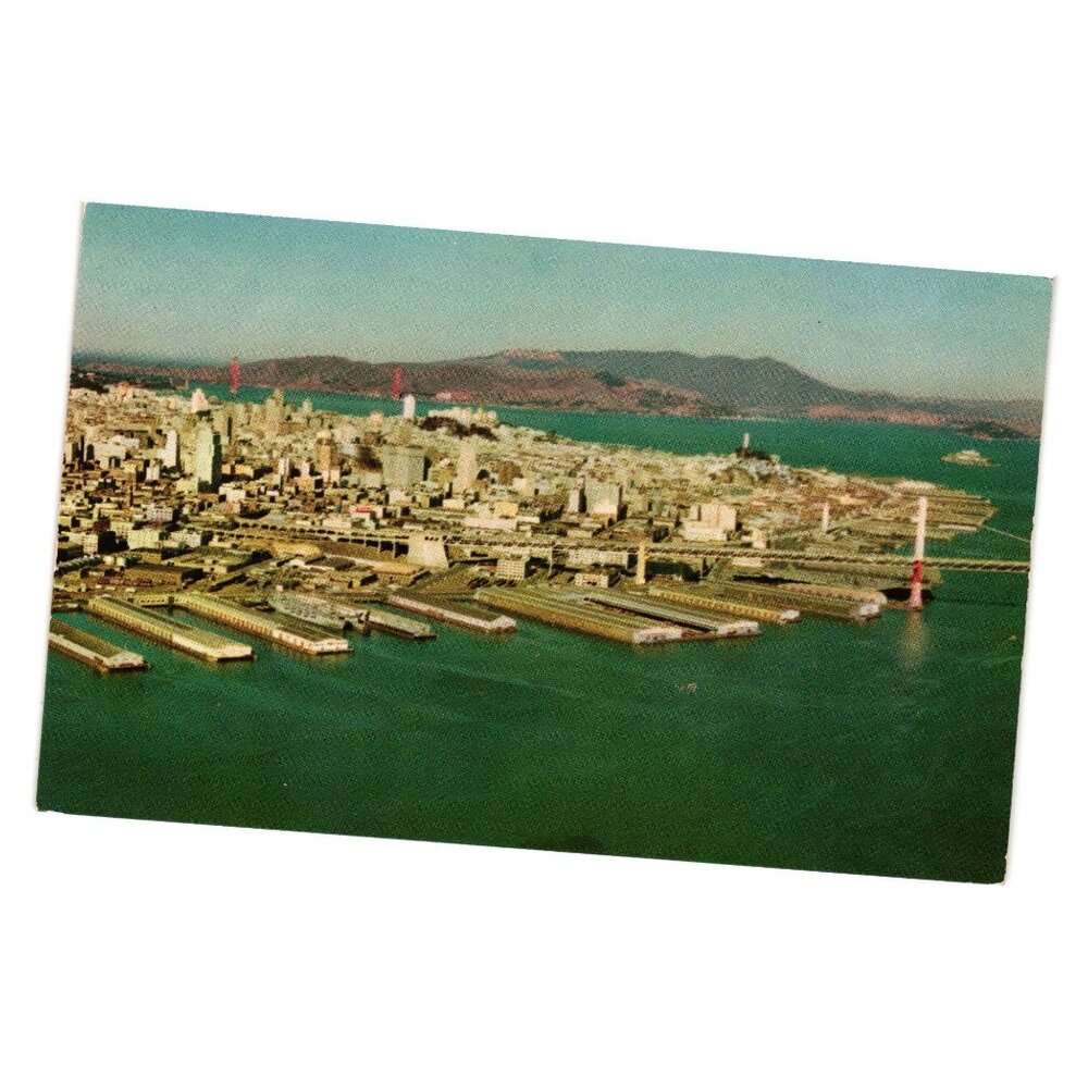 Air View Of San Francisco Postcard Downtown Bay Bridges Vintage Moulin Photo